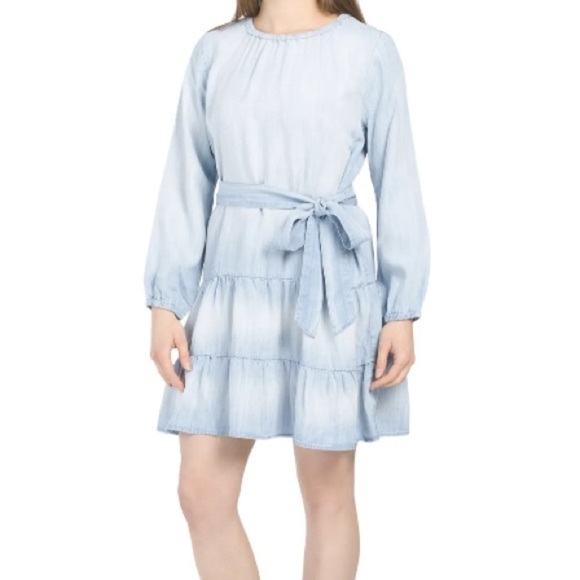 Cloth & Stone Gathered Tie Waist Ruffle Skirt Chambray Dress XS - Picture 11 of 11